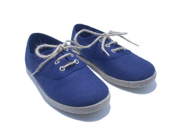 Batilas Navy Blue Linen Children's Sneakers - Image 2