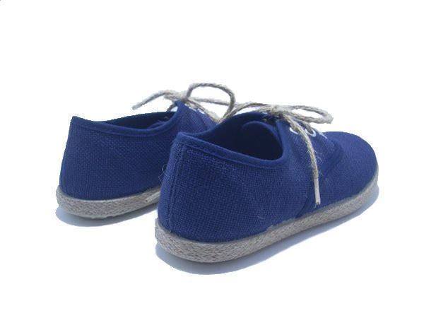 Batilas Navy Blue Linen Children's Sneakers - Image 3