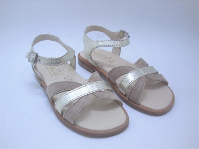 Beberlis Girl's leather sandals Gold Taupe - Image 2