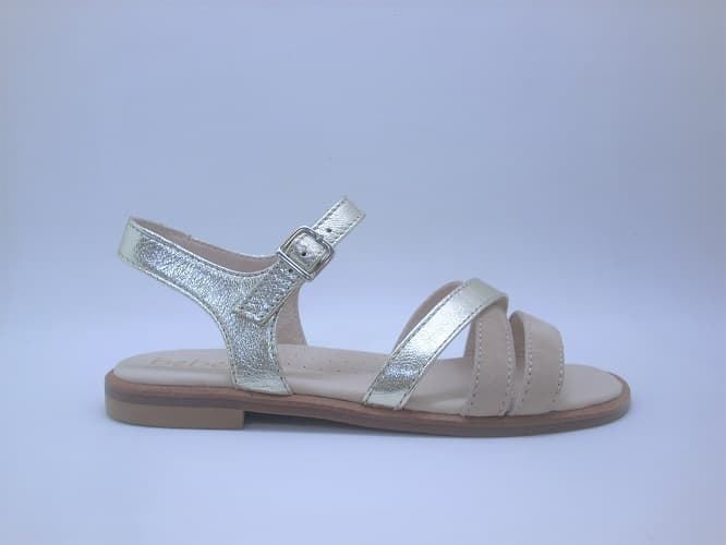 Beberlis Sandals for girls leather Gold Taupe - Image 1