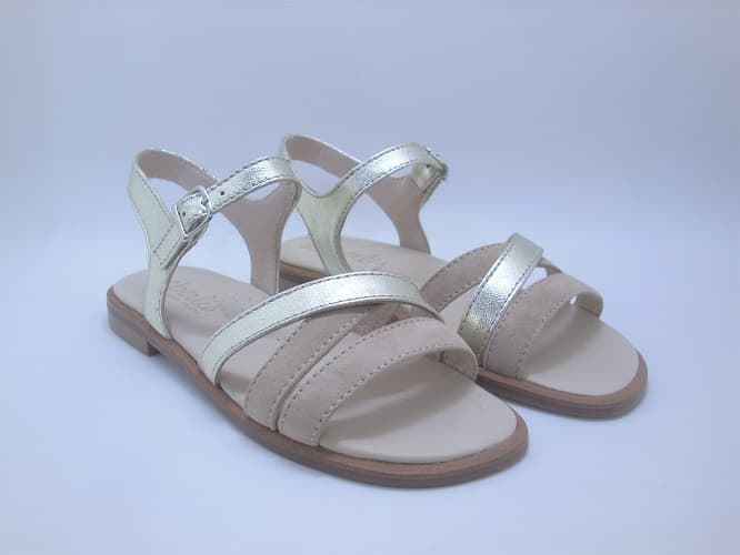 Beberlis Sandals for girls leather Gold Taupe - Image 2