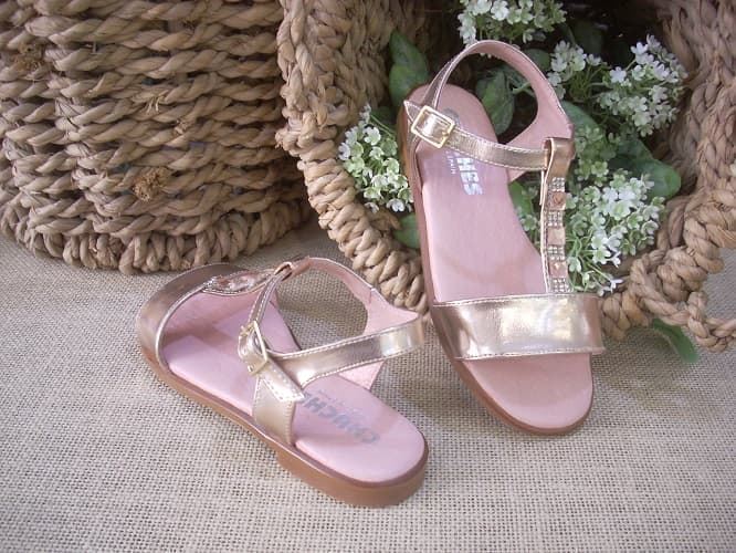 Chuches Girl's leather sandal Rose Gold - Image 2