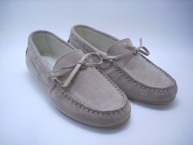 Chuches shoes Taupe Suede Moccasin with Bow - Image 1