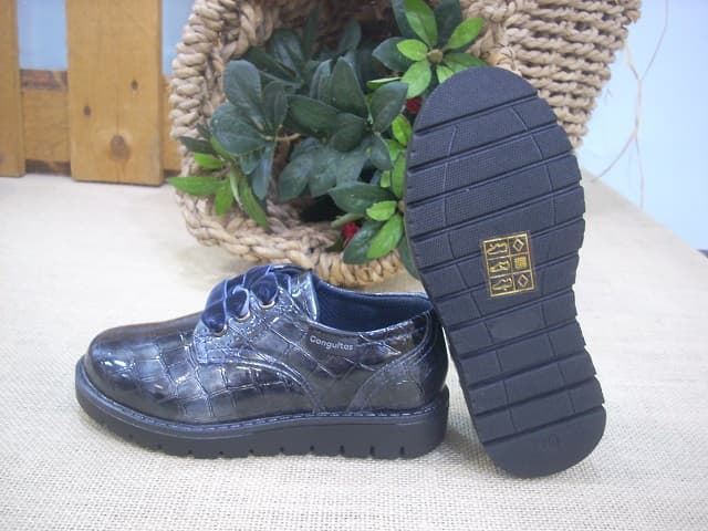 Conguitos Blucher for girls in navy patent leather - Image 3