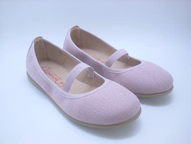 Eli Girl's Pale Pink Linen Ballerina - Image 2