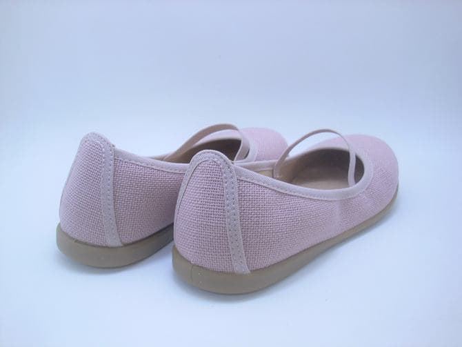 Eli Girl's Pale Pink Linen Ballerina - Image 3