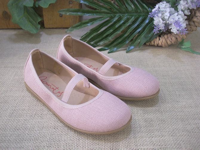 Eli Girl's Pale Pink Linen Ballerina - Image 4