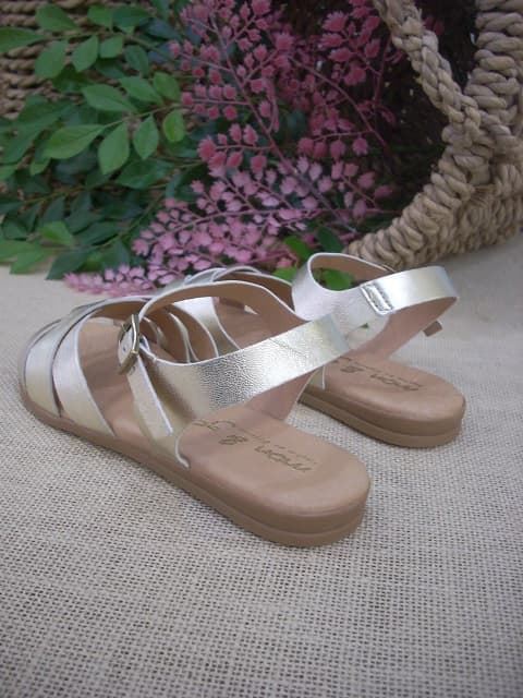 Girl's Golden Metallic Leather Sandals - Image 4