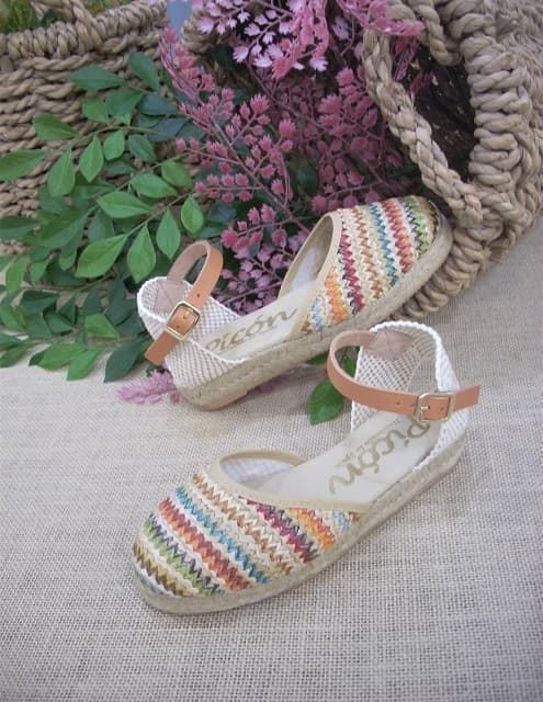 Girls Multicolor Raffia Jute Wedge Espadrille - Image 2