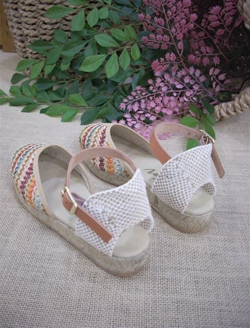 Girls Multicolor Raffia Jute Wedge Espadrille - Image 3