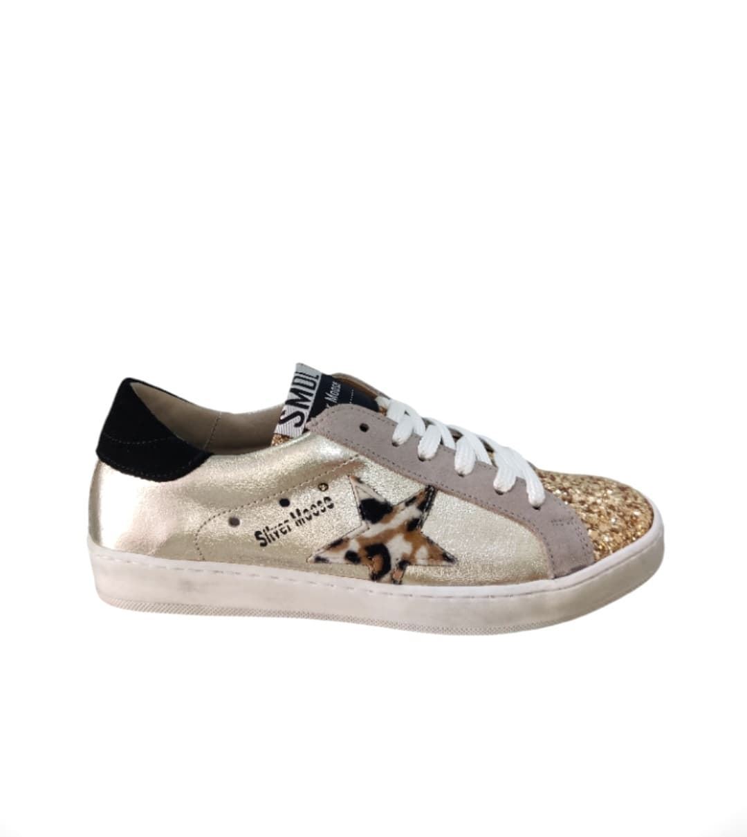 Golden Star Sneakers Gold Glitter Star Print - Image 1