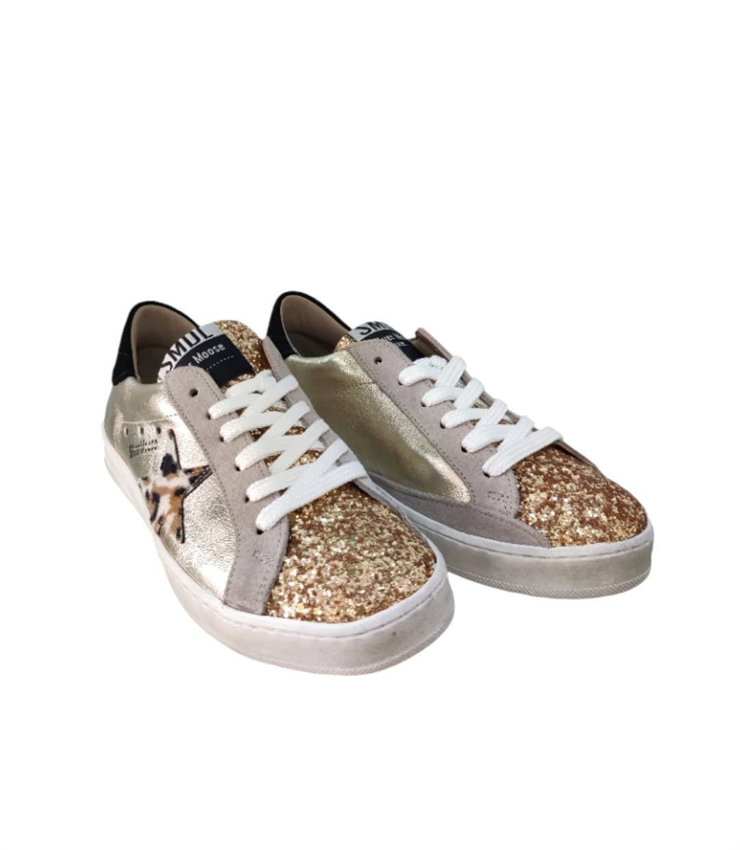 Golden Star Sneakers Gold Glitter Star Print - Image 2