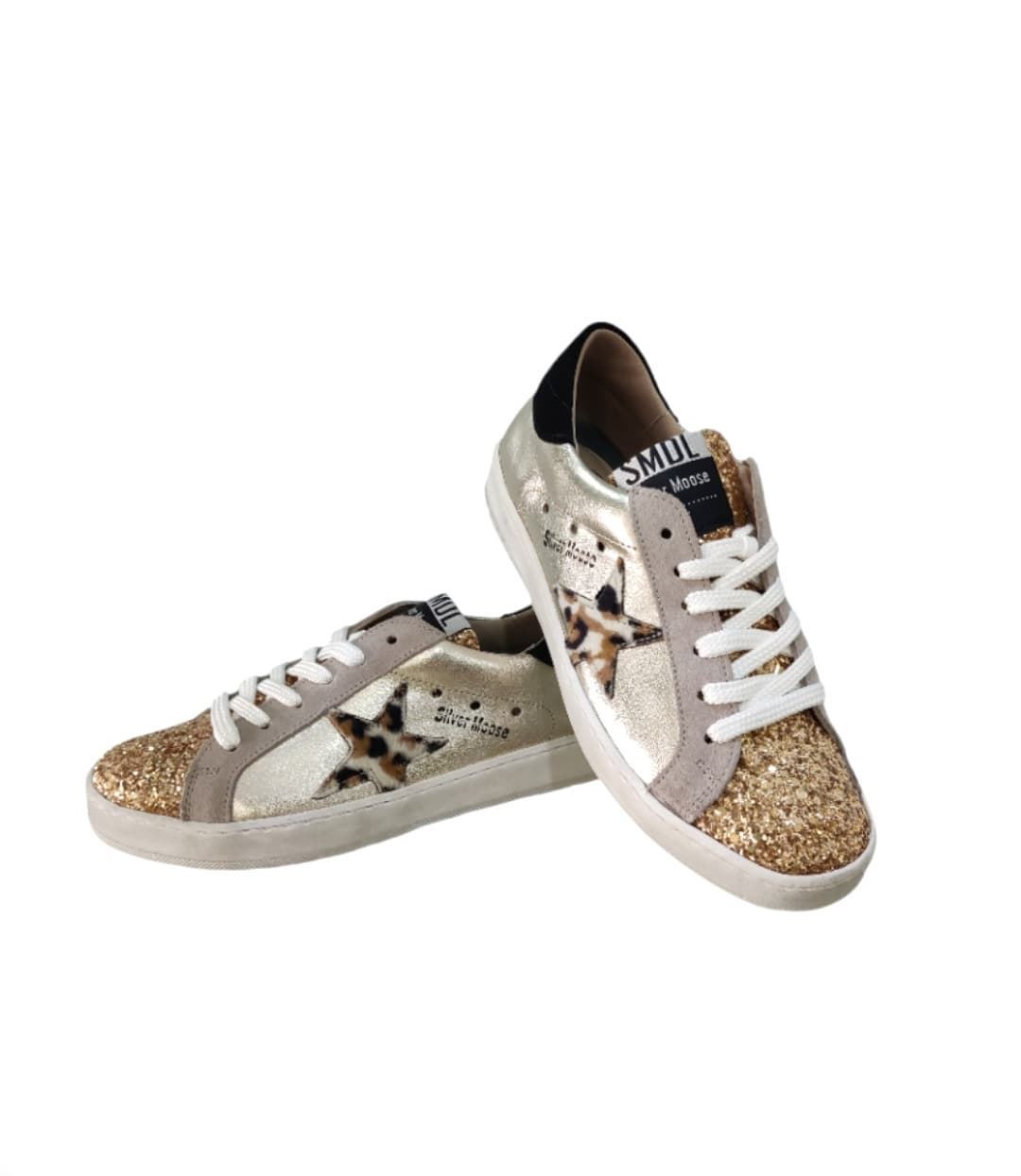 Golden Star Sneakers Gold Glitter Star Print - Image 3