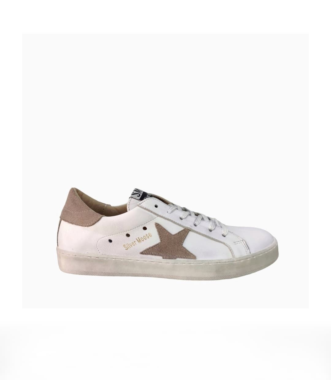 Golden Star Sneakers in Taupe White Leather - Image 1