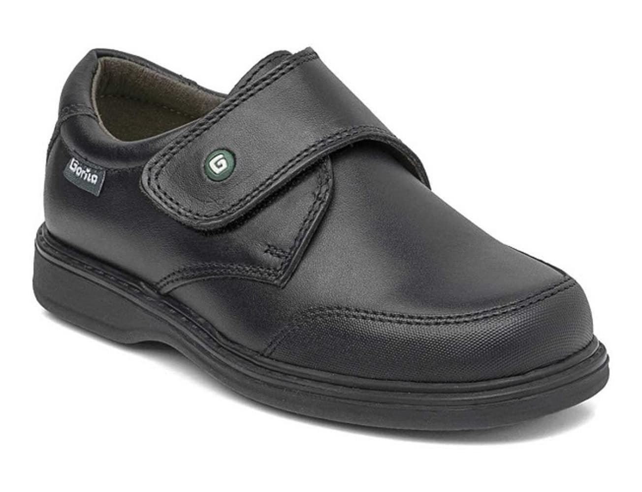 Gorilla Black Leather School Shoe with Rubber Toe - Image 1