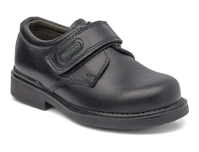 Gorilla Black Leather School Shoe with Velcro - Image 1