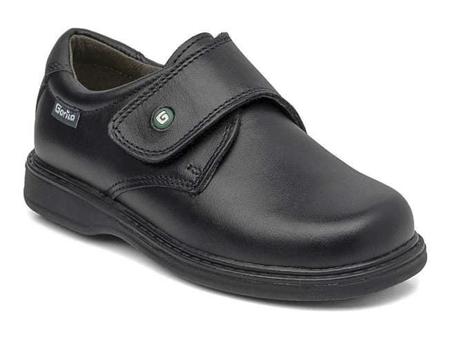 Gorilla Black Leather School Shoe with Velcro - Image 1