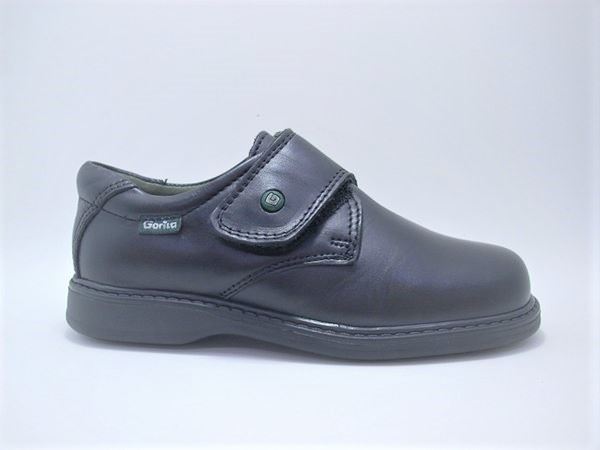 Gorilla Black Leather School Shoe with Velcro - Image 3