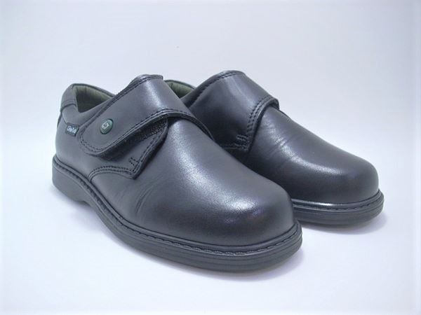 Gorilla Black Leather School Shoe with Velcro - Image 4