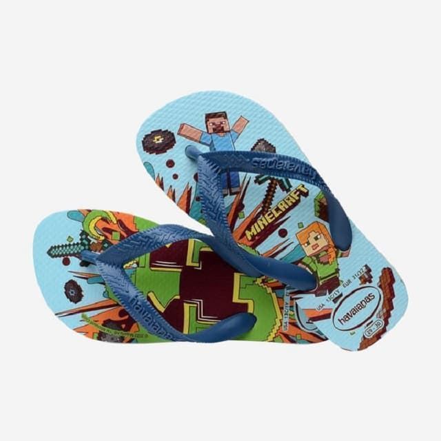 Havaianas Kids Minecraft Flip Flops White Blue - Image 3