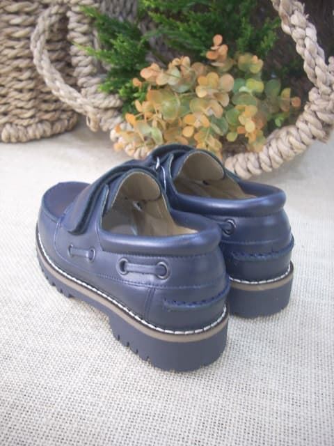 Nautical shoes for children in navy blue leather with Velcro - Image 5