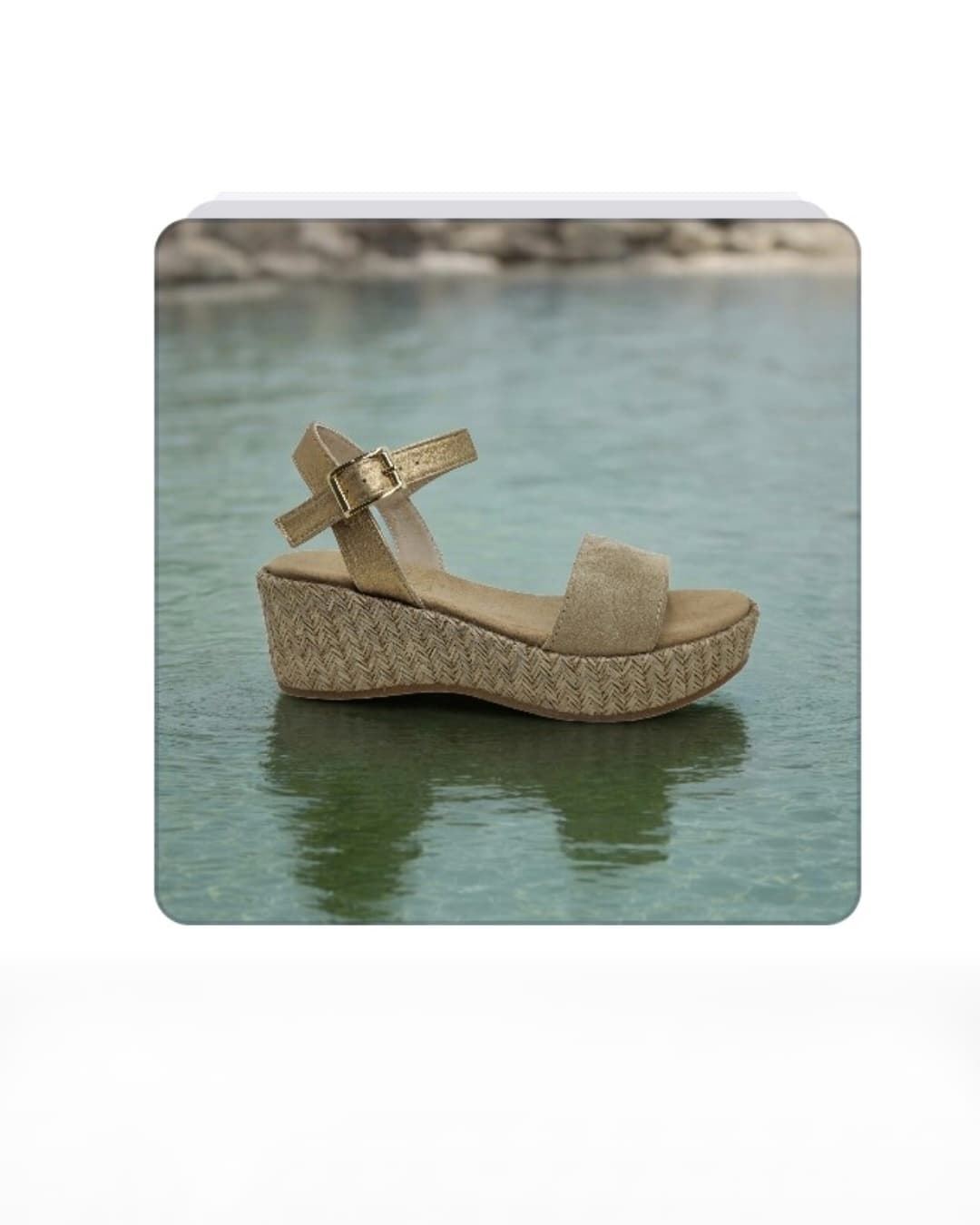 Ruth Secret Taupe-Gold Leather Wedge Sandals - Image 4