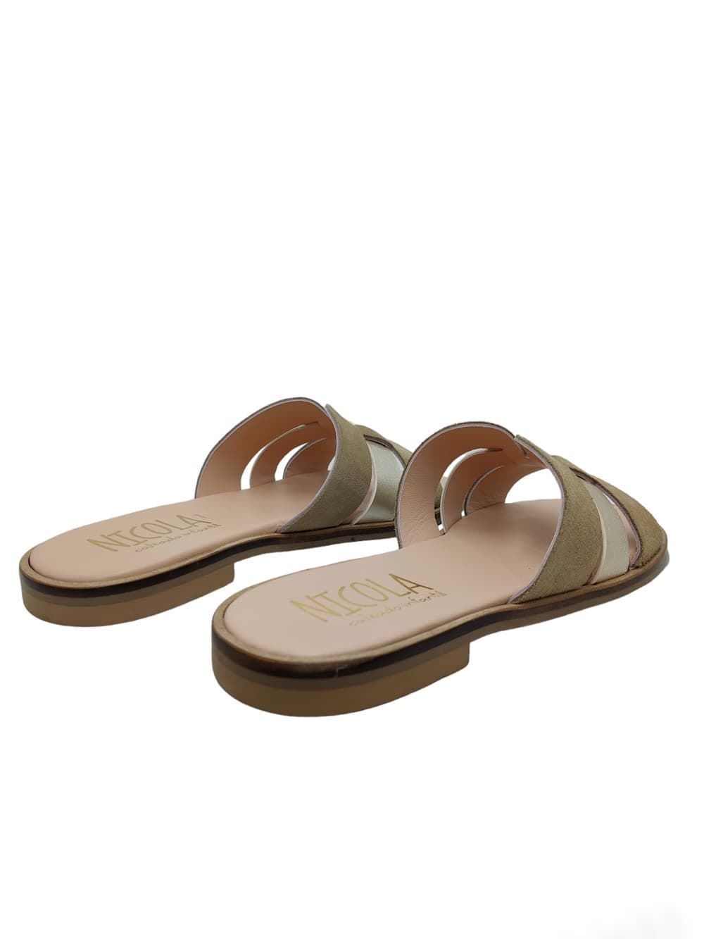 Taupe-Gold combined leather upper sandal Ruth Secret - Image 3