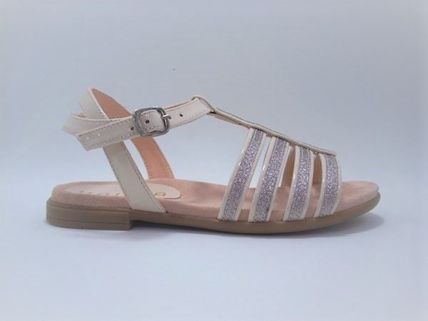 Unisa Girl's sandal Nude patent leather with glitter - Image 1