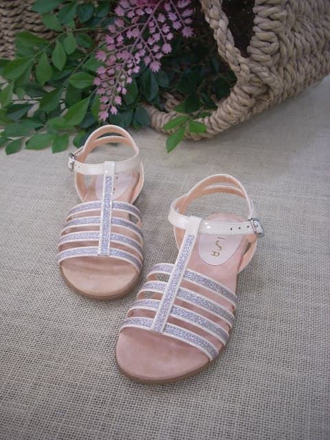 Unisa Girl's sandal Nude patent leather with glitter - Image 4