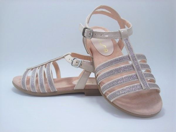 Unisa Girl's sandal Nude patent leather with glitter - Image 6