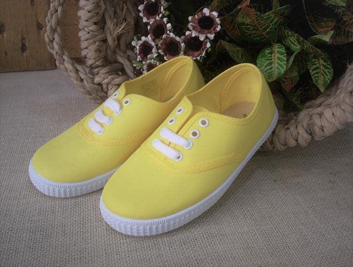 Batilas Zapatillas niños Lona Amarillo cordón - Imagen 3