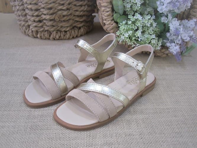 Beberlis Sandalias para niñas piel Oro Taupe - Imagen 4