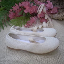 Ruth Secret Bailarinas niña Lino Rústico con Cintas - Imagen 2