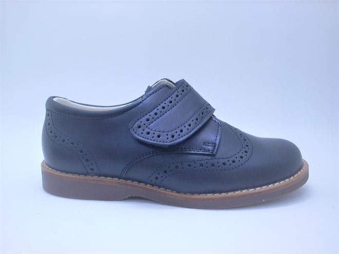 Zapato Colegio Oxford piel Azul Marino con Velcro - Imagen 1